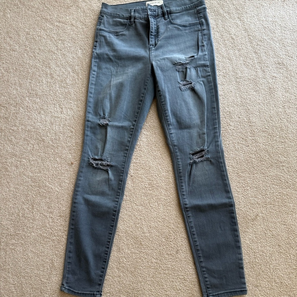 PacSun Gray Jegging 27 Jeans with Distressed Details